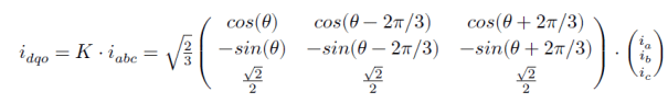 Matrix transformation from three phase currents to current amplitude